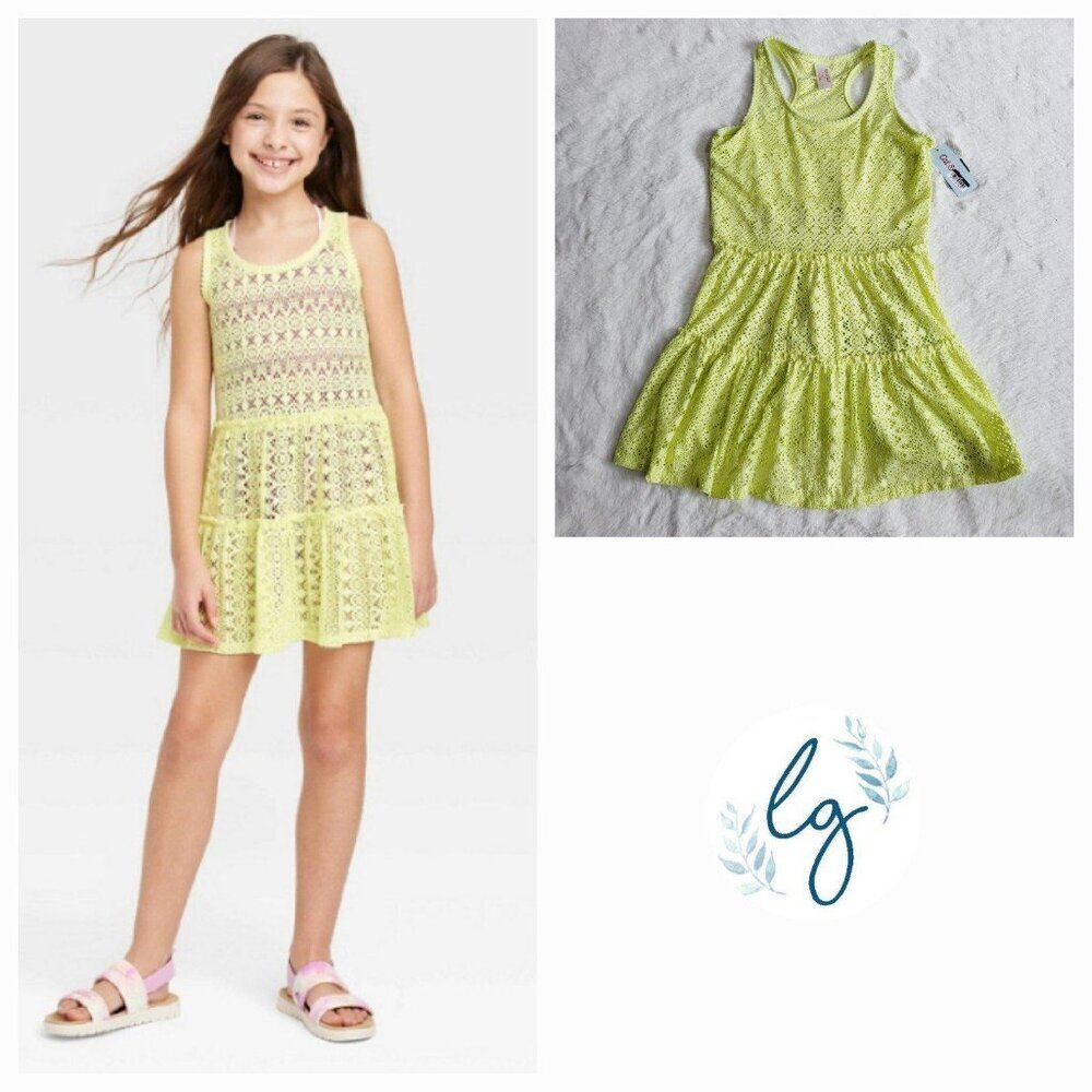 Cat & Jack Girls' Solid Crochet Swimsuit Cover up Dress 4KIDE-AS - Picture 1 of 4